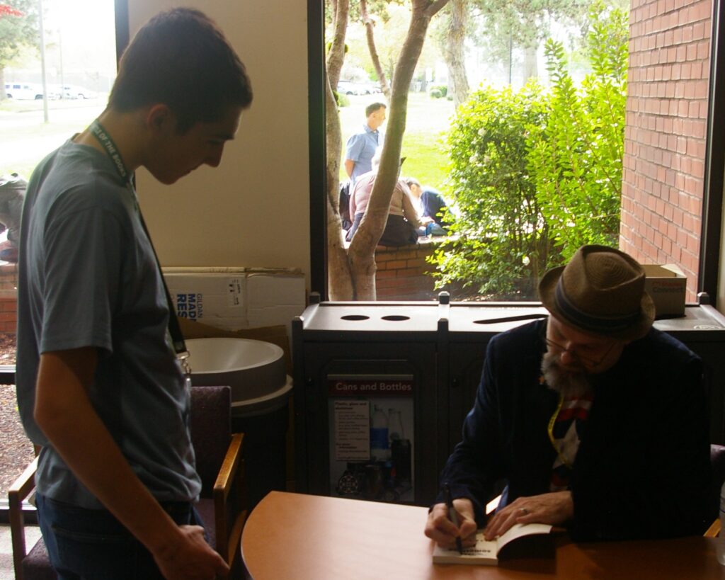 Alan Gratz book signing with a student